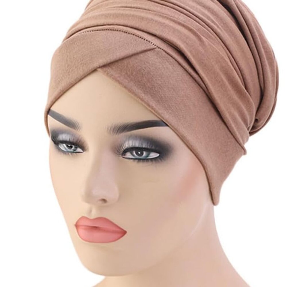 African Turban Head Wraps For Women - Pre Tied Soft Long Headscarf Shawl Hair Ch View 2